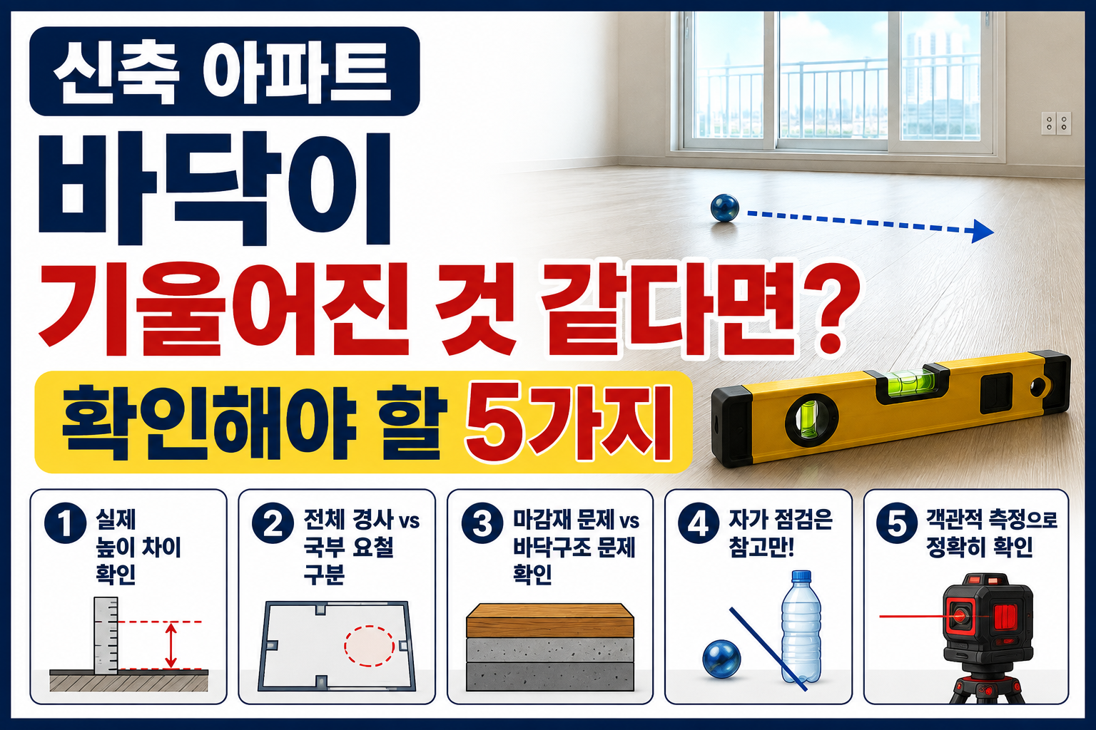 아파트 바닥이 기울어진 것 같다면 확인해야 할 5가지
